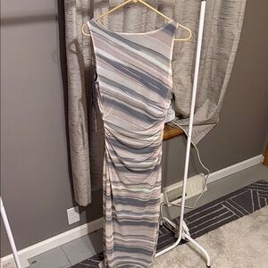 Nicole Miller Pastel Striped Maxi Dress